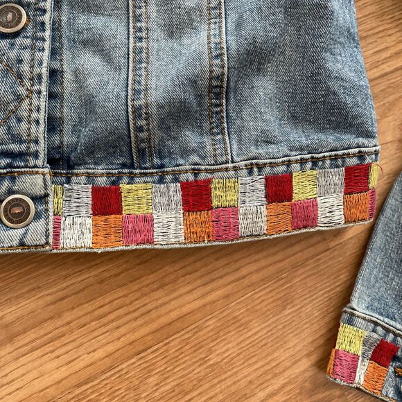 Vintage Rare Todd Oldham Jeans TO2 Blue Denim Embroidered Jacket Women's Size S - Picture 9 of 13